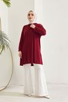 Yırtmaç Detaylı Tunik-Bordo