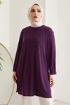 Yırtmaç Detaylı Tunik-Mürdüm