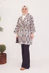 Desenli Kimono-Gri