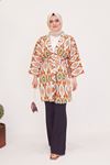 Desenli Kimono-Oranj