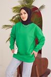 Bisiklet Yaka Sweatshirt-Yeşil