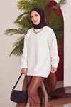 Bisiklet Yaka Sweatshirt-Ekru
