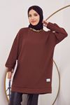 Saç Örgülü Tunik-Kahve