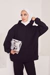 Kapüşonlu Kanguru Cepli Sweatshirt-Siyah
