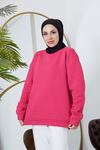 Bisiklet Yaka Sweatshirt-Fuşya