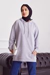 İki İplik Kanguru Cep Sweatshirt-Gri