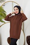 Kapüşonlu Sweatshirt-Kahve