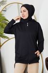 İki İplik Fermuarlı Sweatshirt-Siyah