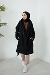 Kapüşonlu Kaban-Siyah