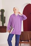 İki İplik Fermuarlı Sweatshirt-Lila