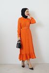 Önü Patlı Elbise-Oranj