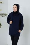 İki İplik Kanguru Cep Sweatshirt-Lacivert