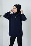 İki İplik Fermuarlı Sweatshirt-Lacivert