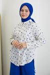 Baskılı Keten Tunik-Saks