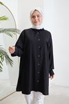 Yırtmaç Detay Cepli Tunik-Siyah