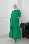 Patlı Büzgülü Elbise-Yeşil
