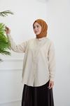 Düğmeli Poplin Gömlek-Taş