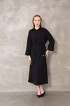 Takma Manşet Dabıl Elbise-Siyah