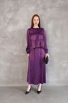 Yaka Biye Detay Etekli Takım-Mor