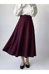 Kemerli Kloş Etek-Bordo