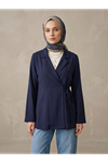 Yandan Bağlamalı Ceket-Lacivert