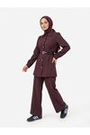 Ön Arka Pensli Pantolonlu Takım-Bordo