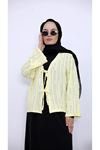 Pileli Ön İki Bağlamalı Tunik-Sarı