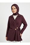 Çift Düğmeli Bağcıklı Tunik-Bordo