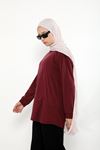 Ön Parçalı Pike Tunik-Bordo