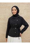 Çapraz Düğmeli Tunik-Siyah