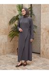 Omuz Pİle Toka DetayTensel  Elbise-Antrasit