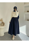 Cepli Kemerli Büzgülü Etek-Lacivert