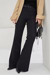 İspanyol Paça Dabıl Pantolon-Siyah