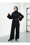Ön Aller Detay Pantolonlu Takım-Siyah