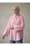 Duble Kol Müslin Gömlek-Pembe
