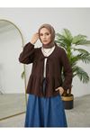 İki Bağlamalı Müslin Tunik-Kahve