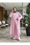 Uzun Hırka Pantolonlu Takım-Pembe
