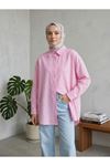 Kendinden Çizgili Tunik-Pembe