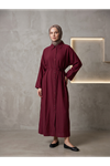 Pat Detay Elbise-Bordo