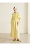 Fırfır Detay Elbise-Sarı
