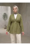 Düğme Detay Çilek Hırka-Haki