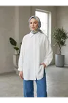 Ön Roba Detaylı Tunik-Ekru