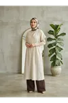 Rahat  Kesim V Yaka Müslin Elbise-Taş