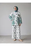 Desenli Viskon Kimono Takım-Color