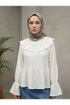 Yaka Bağlamalı Tunik-Ekru