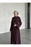Önü Bağlamalı Aksesuar Detay Elbise-Bordo