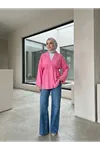 Düğme Detay Çilek Hırka-Fuşya