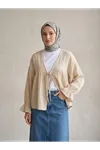 Önü Bağlamalı Kısa Kimono-Bej