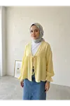 Önü Bağlamalı Kısa Kimono-Sarı