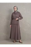Çapraz Düğmeli Etekli Takım-Açık Kahve